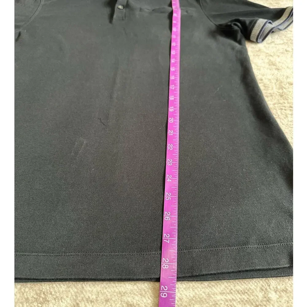Banana Republic Mens Polo Shirt L Black Contrast Collar Business Casual Cotton